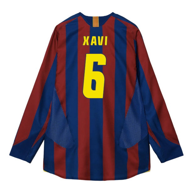 2005-2006 Barcelona T90 Reissue LS Home Shirt (Xavi 6)-PitchVibe Kits